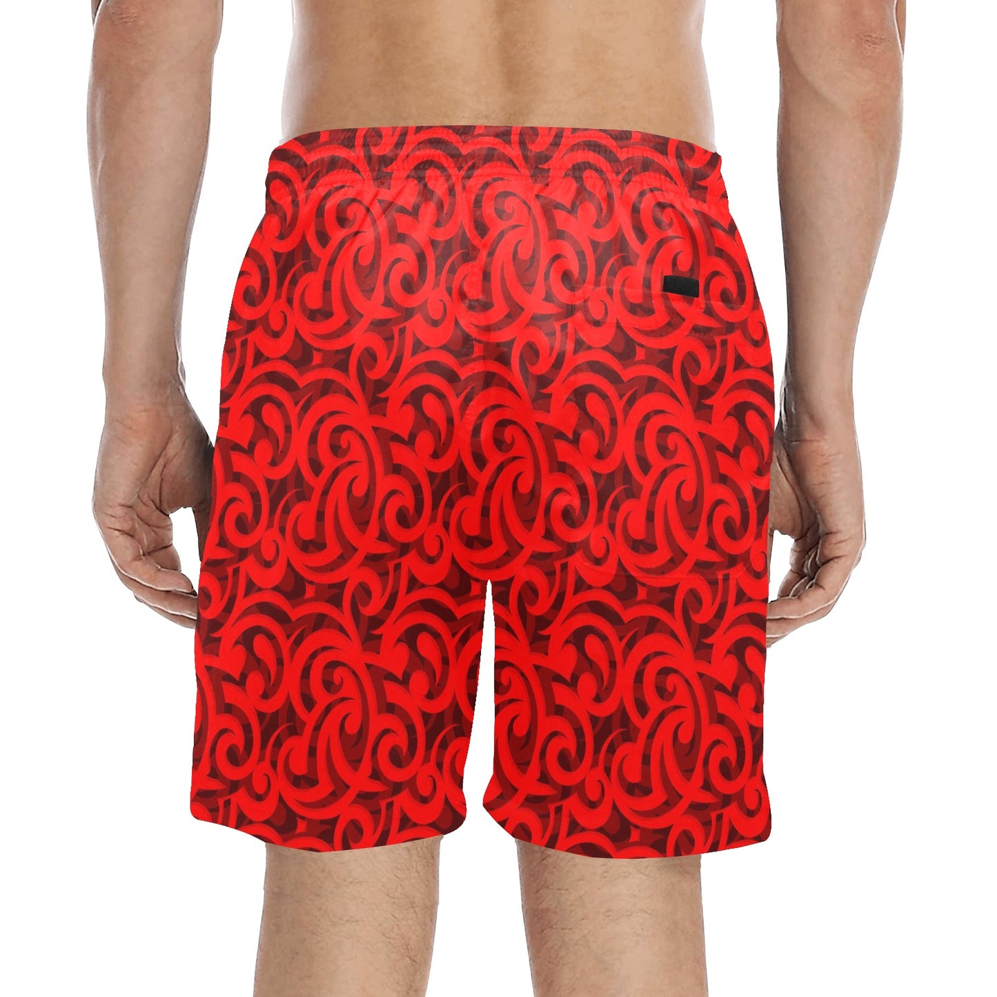 Maori Red Themed Design Print Men's Swim Trunks Beach Shorts