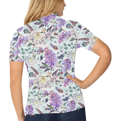 Lilac Pattern Print Design LI06 Women's Polo Shirt