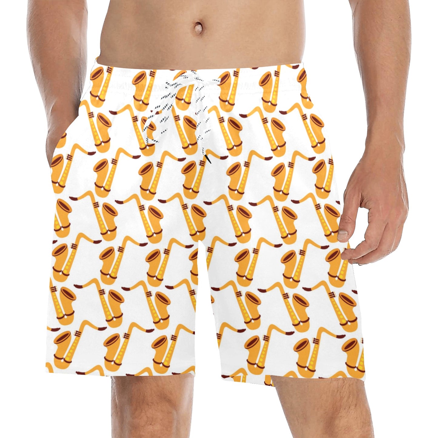 Saxophone Print Design LKS404 Men's Swim Trunks Beach Shorts
