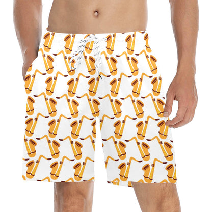 Saxophone Print Design LKS404 Men's Swim Trunks Beach Shorts