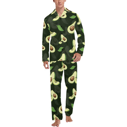Avocado Pattern Print Design AC07 Men's Long Pajama Set