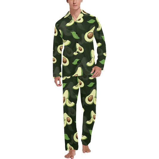 Avocado Pattern Print Design AC07 Men's Long Pajama Set