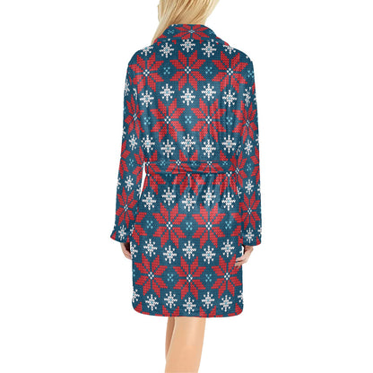 Poinsettia Pattern Print Design A02 Women's Fleece Robe