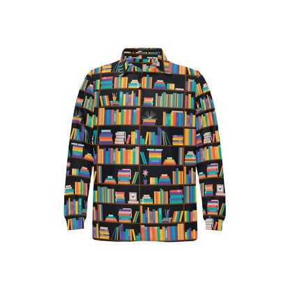 Book Pattern Print Design 05 Long Sleeve Polo Shirt For Men's