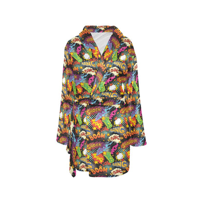 Comic Book Pattern Print Design 01 Women's Fleece Robe