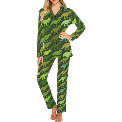 T Rex Pattern Print Design A03 Women's Long Pajama Set