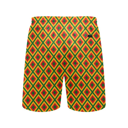 Rasta Reggae Color Cross Men's Swim Trunks Beach Shorts