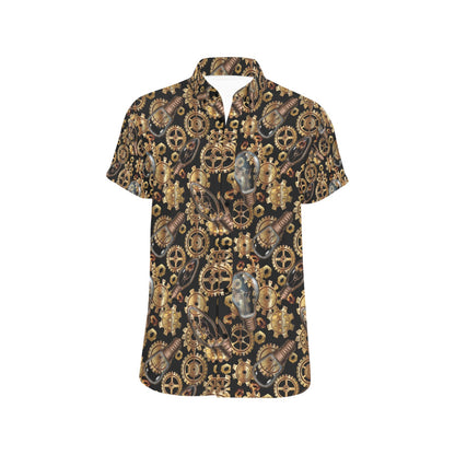 Steampunk Lightbulb Print Design LKS304 Men Short Sleeve Button Up Shirt