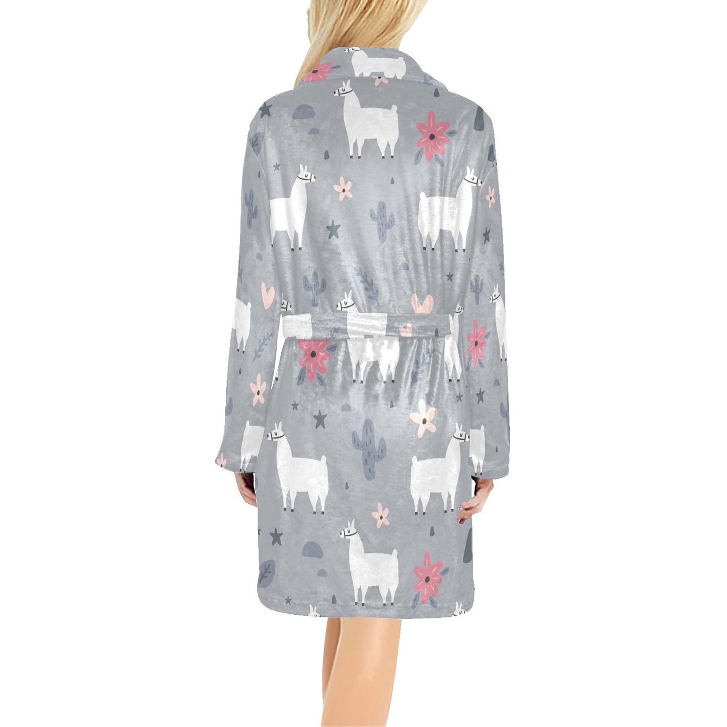 Llama Pattern Print Design 010 Women's Fleece Robe