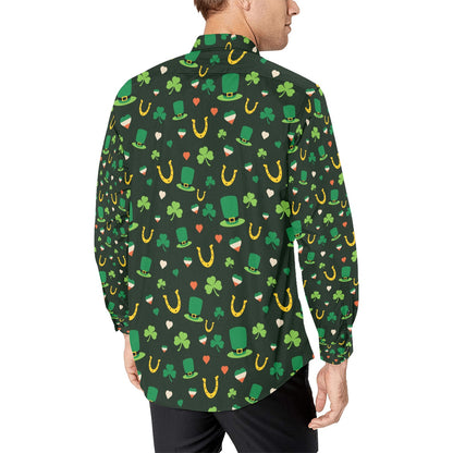 Shamrock Print Design LKS308 Men's Long Sleeve Dress Shirt