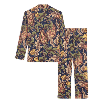 Floral Vintage Classic Print Women's Long Pajama Set
