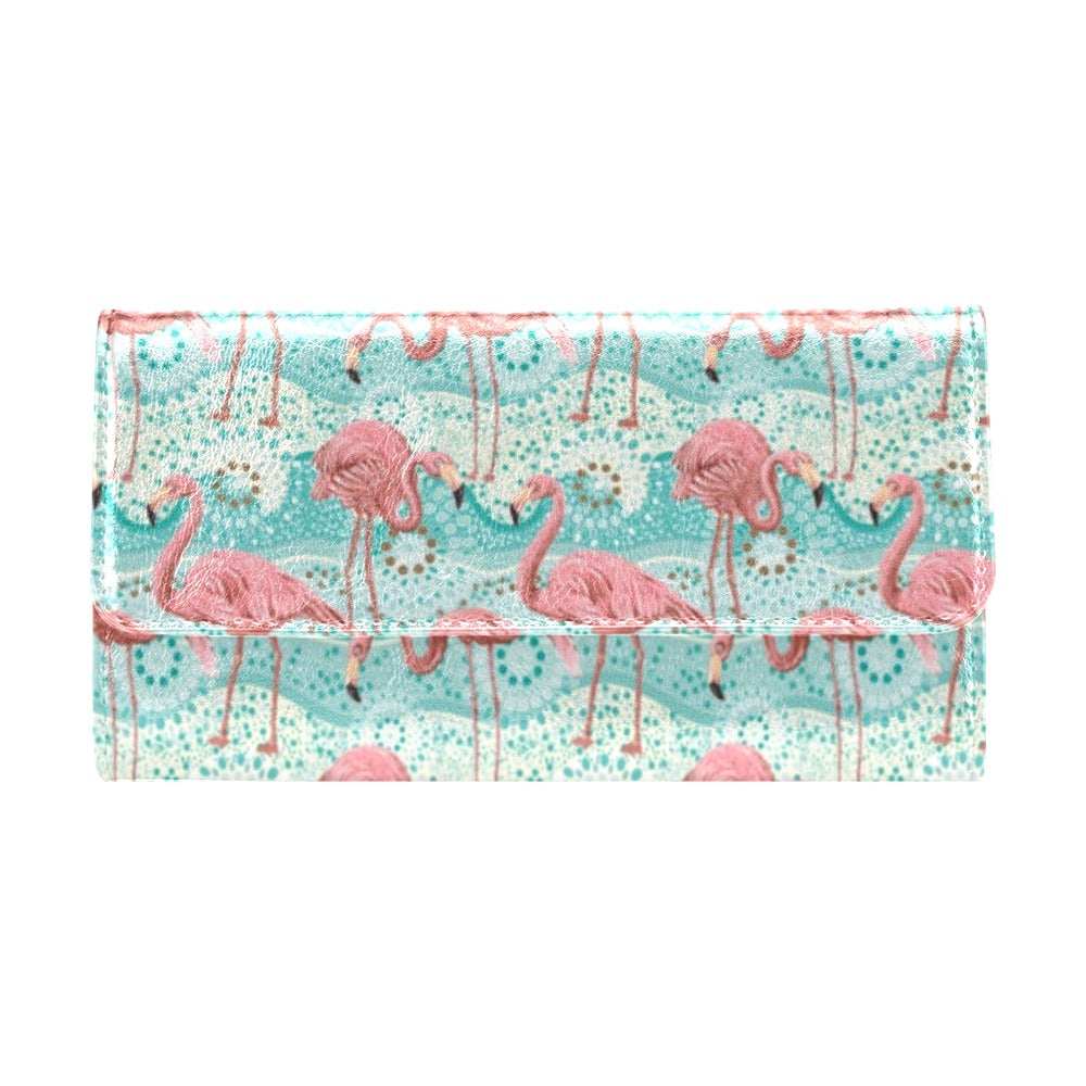 Flamingo Background Themed Print Women's Trifold Wallet
