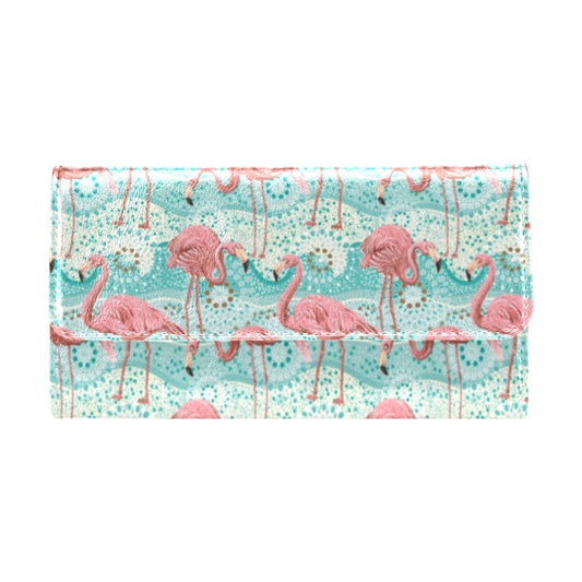 Flamingo Background Themed Print Women's Trifold Wallet