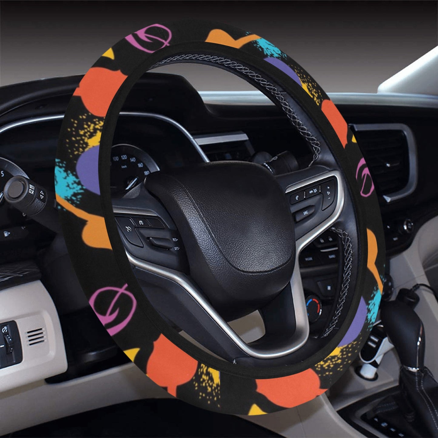Saxophone Print Design LKS406 Steering Wheel Cover with Elastic Edge