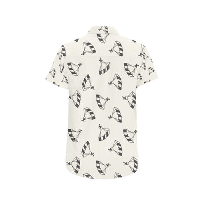 Skydiver Print Design LKS301 Men Short Sleeve Button Up Shirt