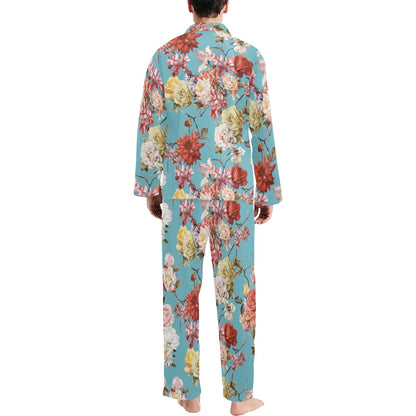 Summer Floral Pattern Print Design SF05 Men's Long Pajama Set