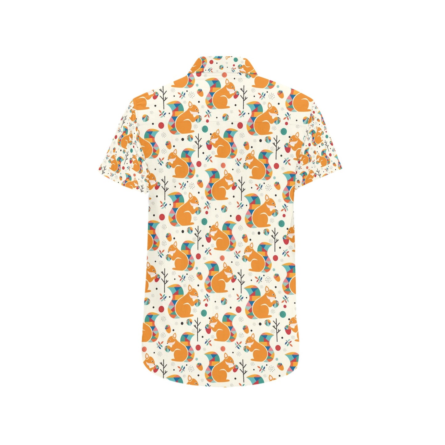 Squirrel Print Design LKS304 Men Short Sleeve Button Up Shirt