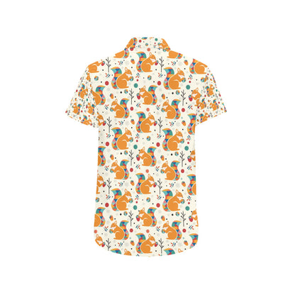 Squirrel Print Design LKS304 Men Short Sleeve Button Up Shirt