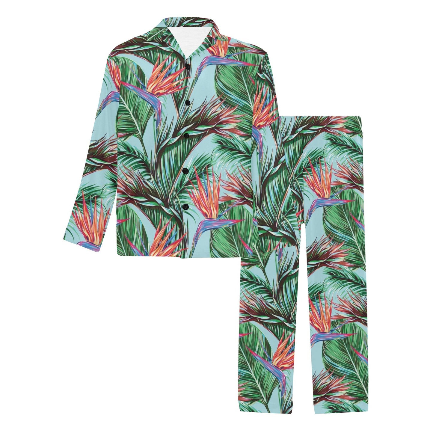 Bird Of Paradise Pattern Print Design BOP01 Men's Long Pajama Set