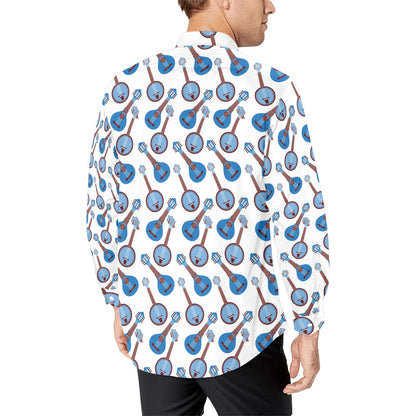 Banjo Print Design LKS401 Men's Long Sleeve Dress Shirt