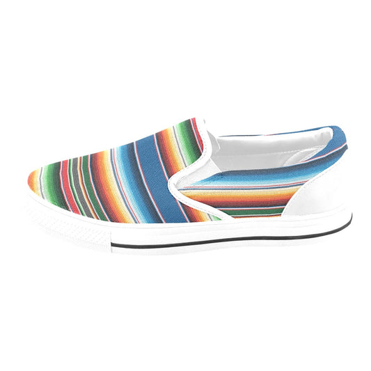 Serape Print Design LKS303 White Slip Ons Canvas Women's Shoes