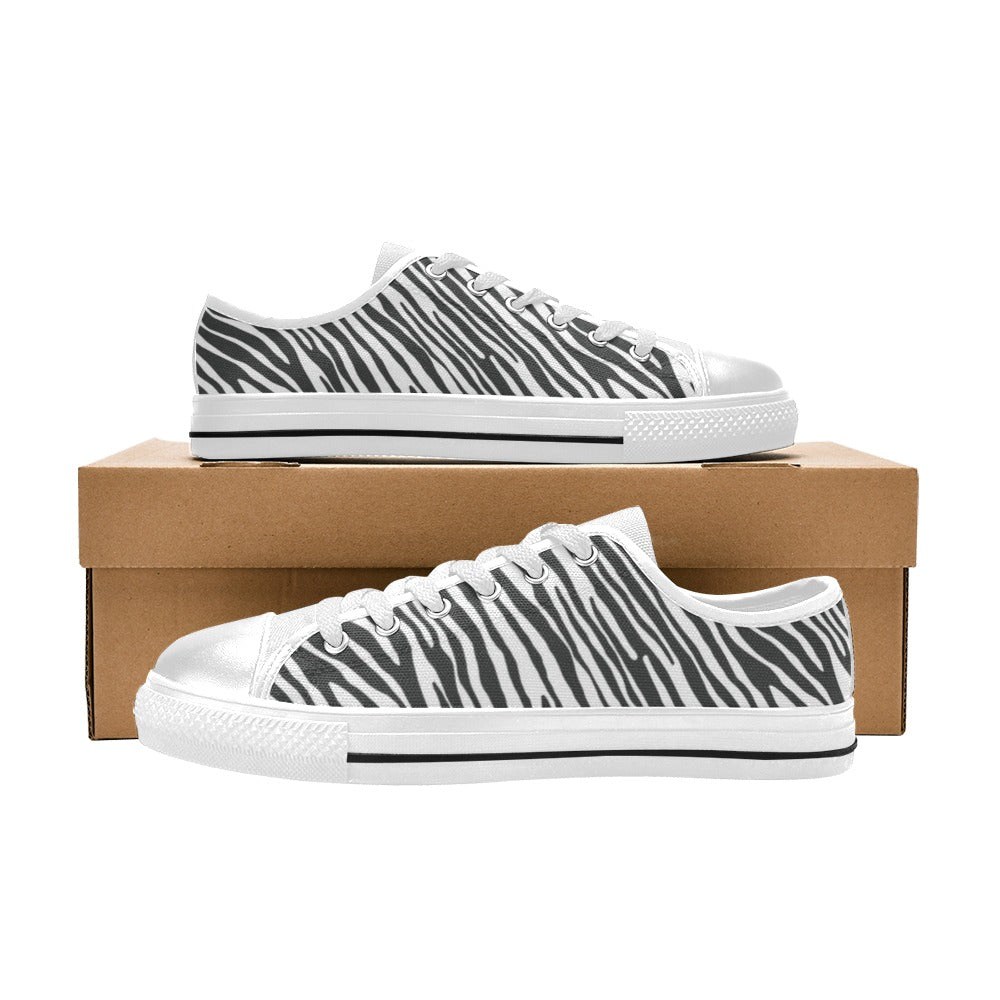 Zebra Classic Print Design LKS302 Women's White Low Top Shoes