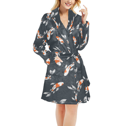 KOI Fish Pattern Print Design 04 Women's Fleece Robe