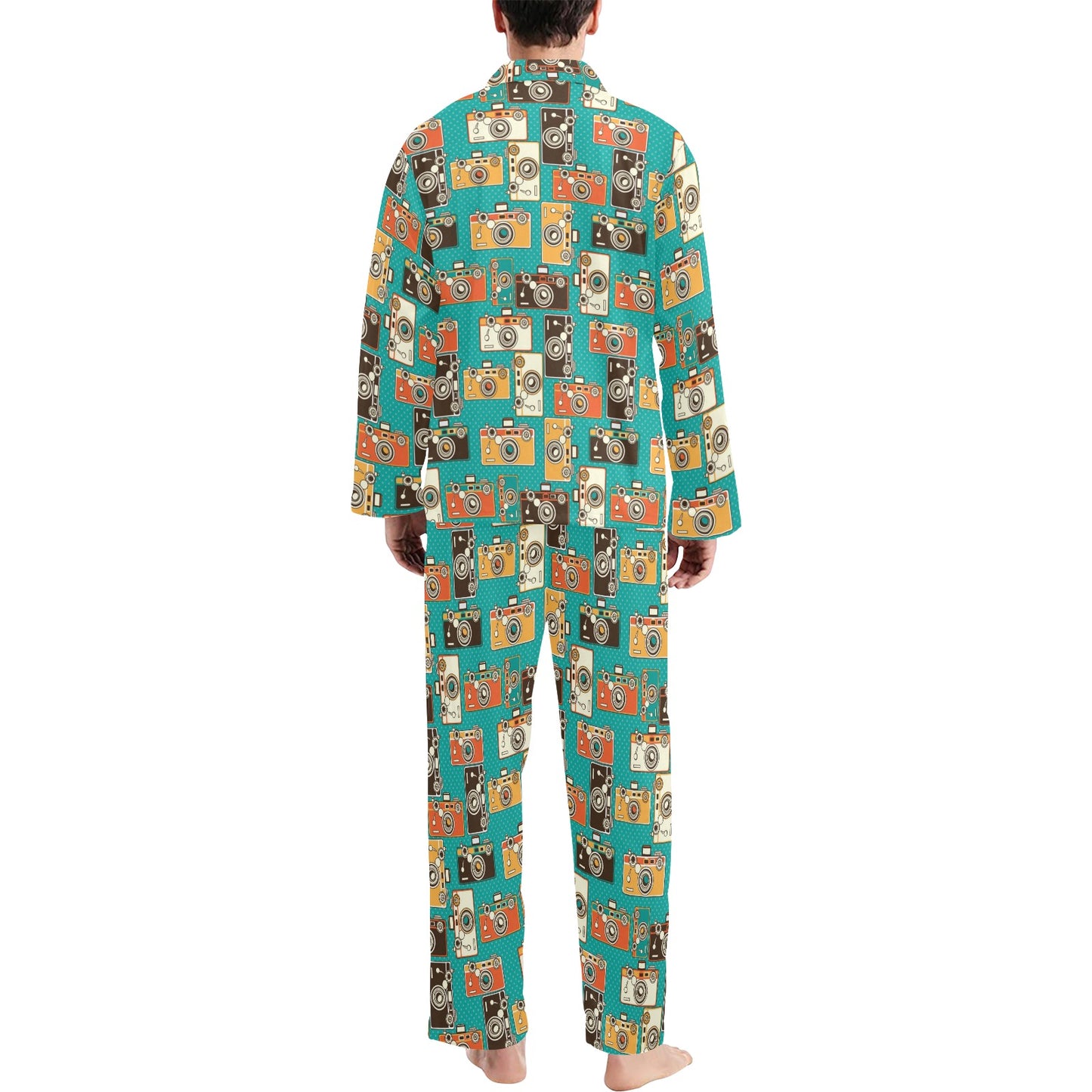 Camera Pattern Print Design 02 Men's Long Pajama Set