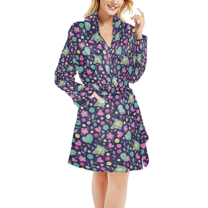 Crochet Pattern Print Design 02 Women's Fleece Robe