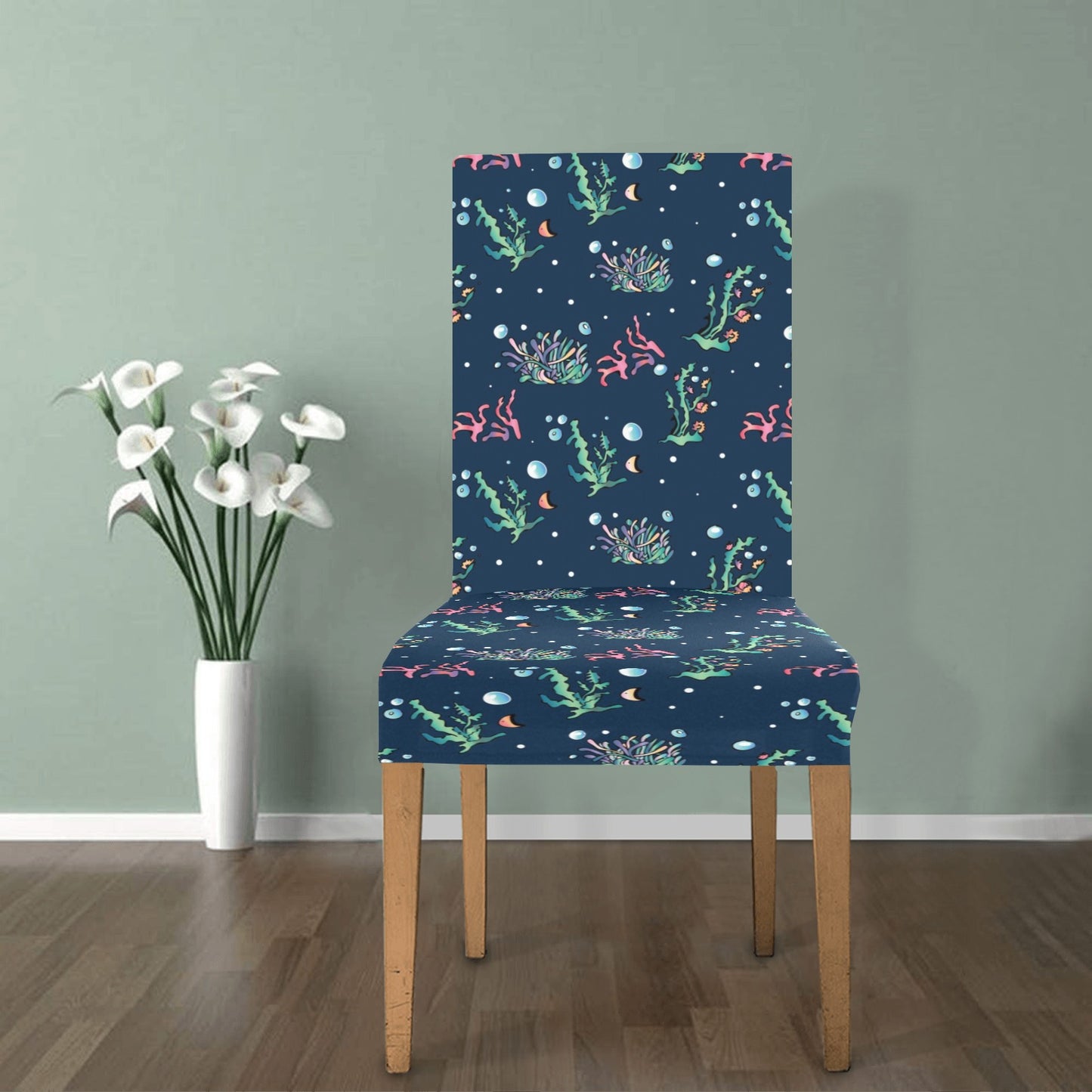 Seaweed Print Design LKS306 Dining Chair Slipcover