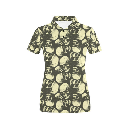 Skull Print Design LKS302 Women's Polo Shirt