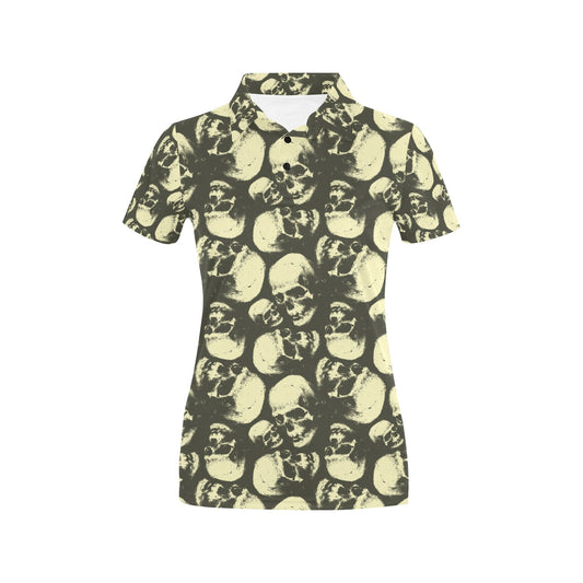 Skull Print Design LKS302 Women's Polo Shirt