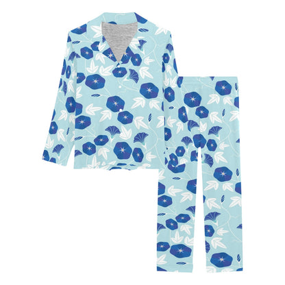 Morning Glory Pattern Print Design MG07 Women's Long Pajama Set