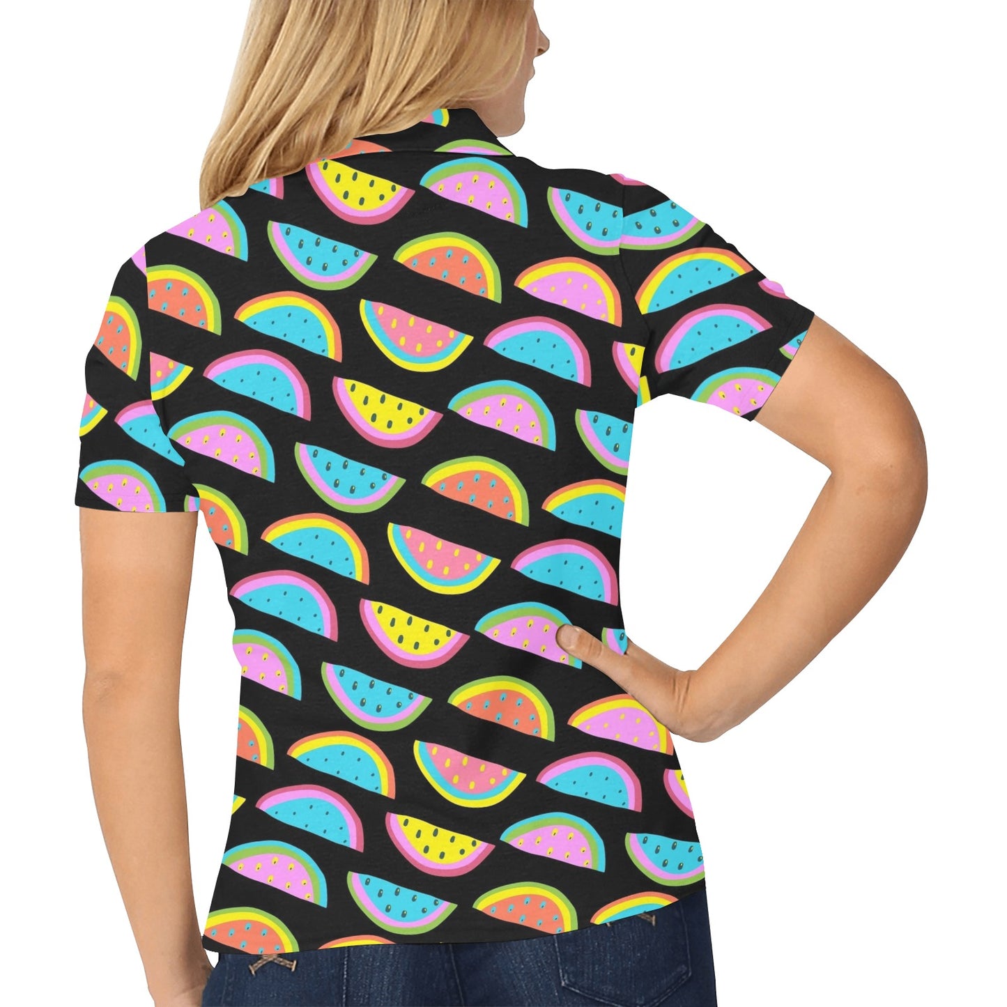 Watermelon Pattern Print Design WM08 Women's Polo Shirt
