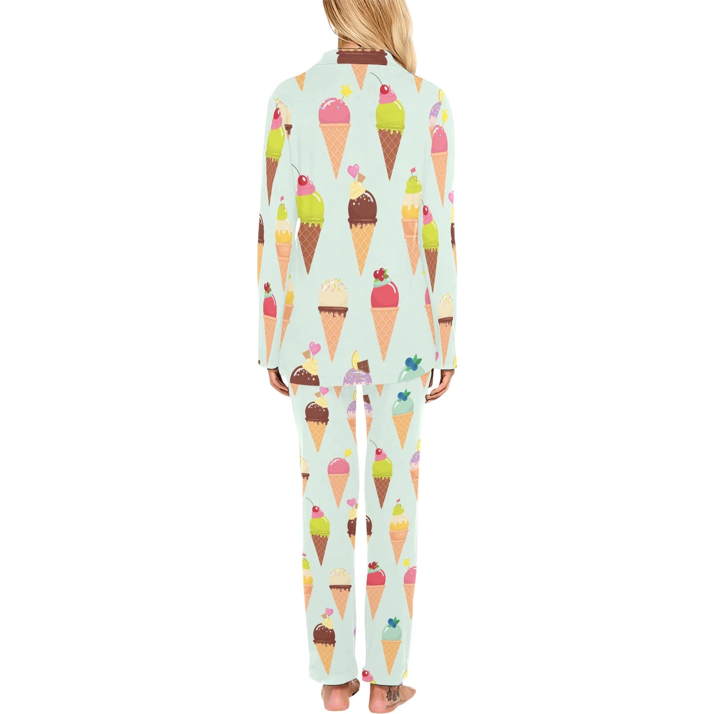 Ice Cream Pattern Print Design 03 Women's Long Pajama Set