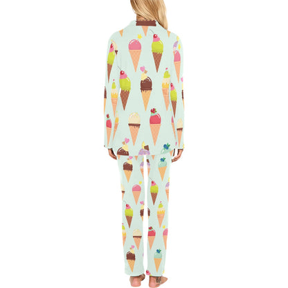 Ice Cream Pattern Print Design 03 Women's Long Pajama Set