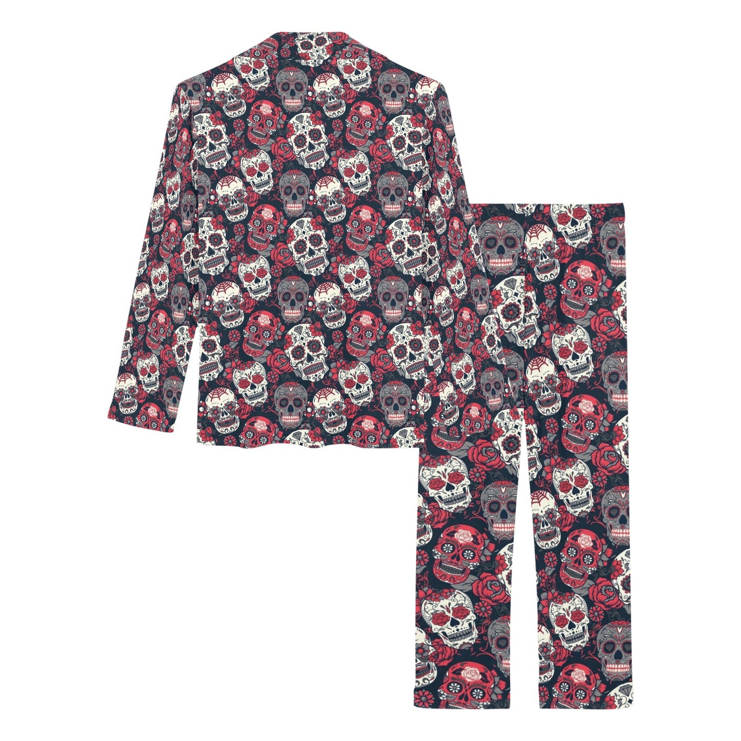 Sugar Skull Print Design LKS303 Women's Long Pajama Set