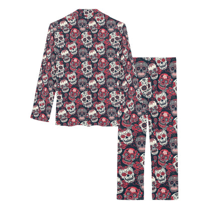 Sugar Skull Print Design LKS303 Women's Long Pajama Set
