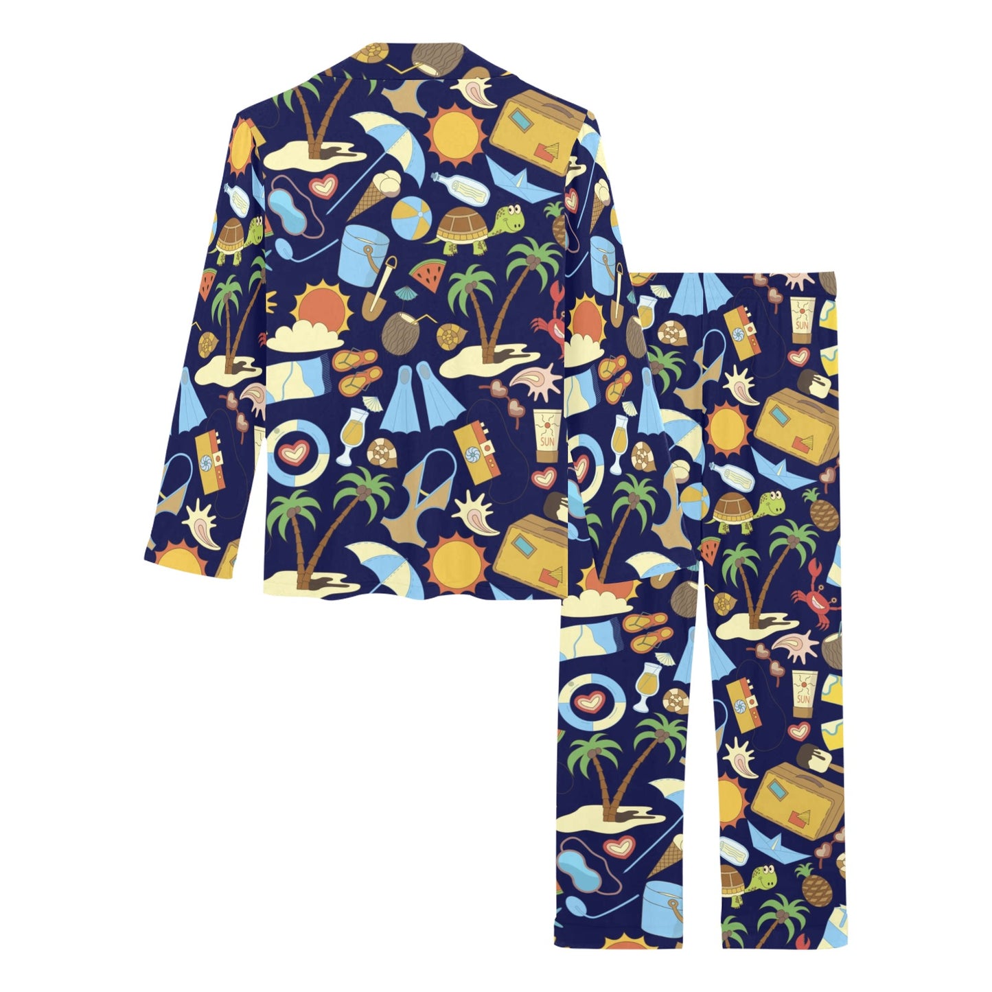 Beach Themed Pattern Print Design 04 Women's Long Pajama Set