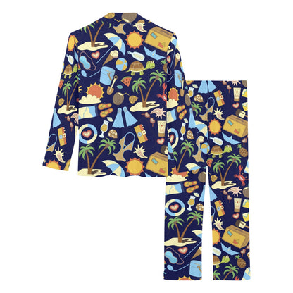 Beach Themed Pattern Print Design 04 Women's Long Pajama Set