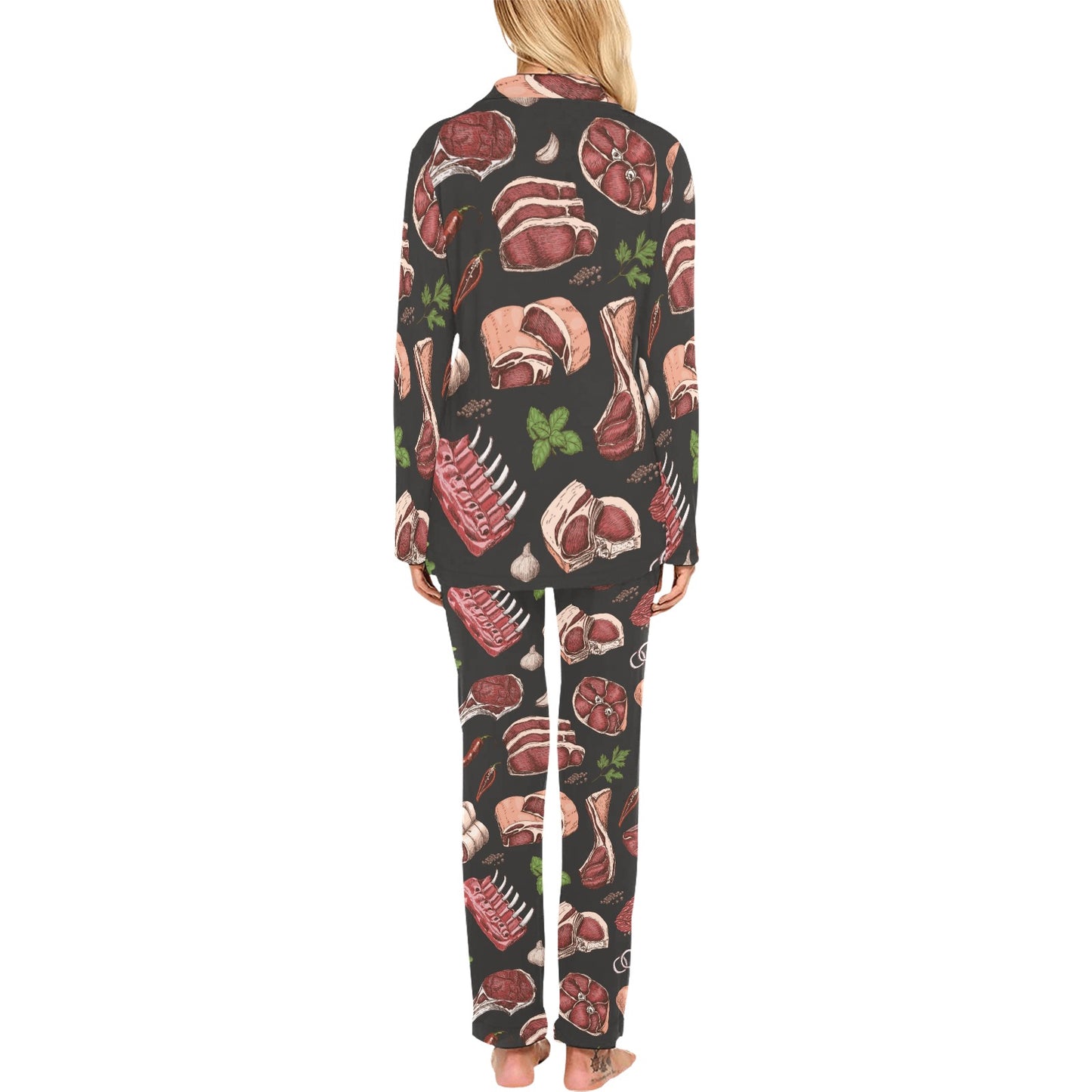 Meat Pattern Print Design 02 Women's Long Pajama Set