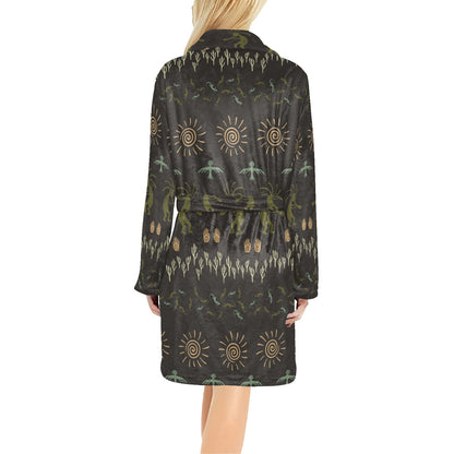 Mayan Pattern Print Design 04 Women's Fleece Robe