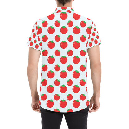 Tomato Print Design LKS307 Men Short Sleeve Button Up Shirt