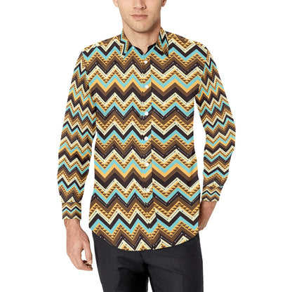 Southwest Pattern Print Design LKS301 Men's Long Sleeve Dress Shirt