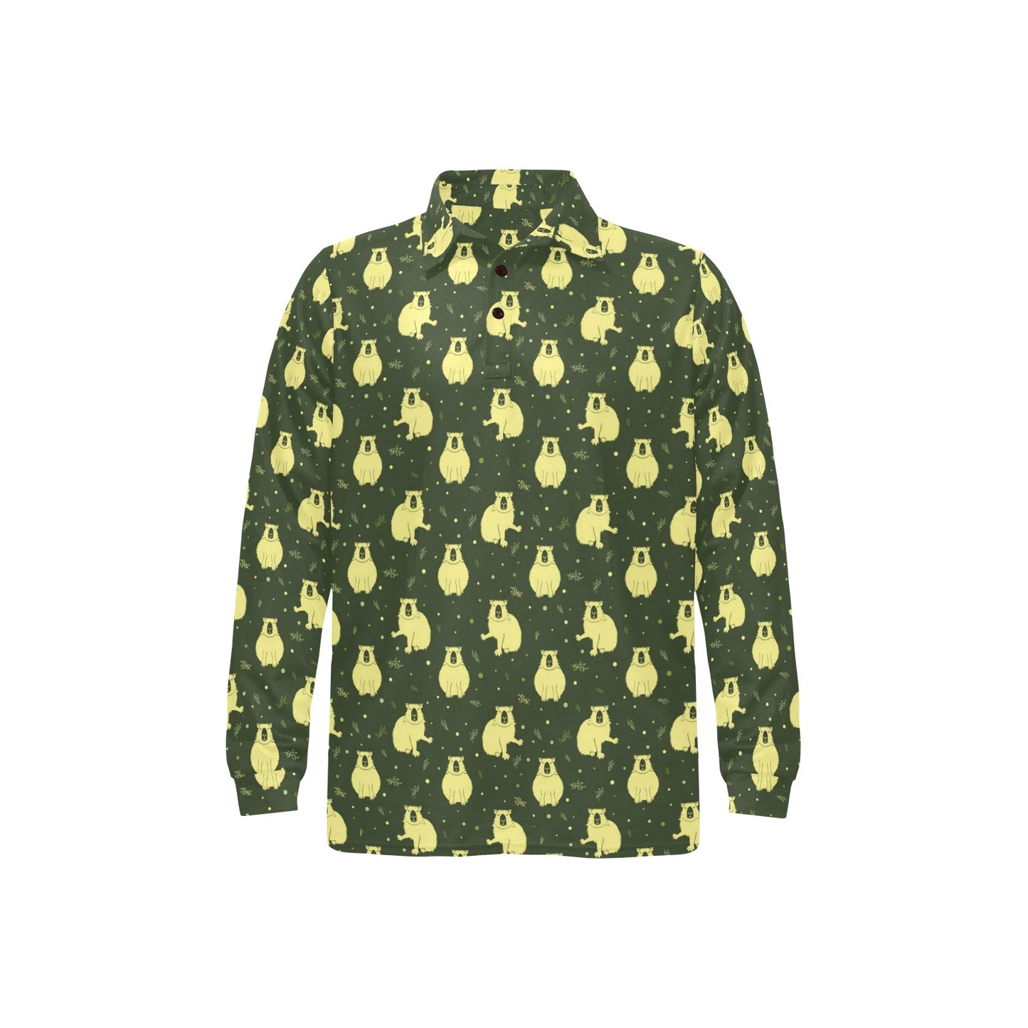 Capybara Pattern Print Design 03 Long Sleeve Polo Shirt For Men's