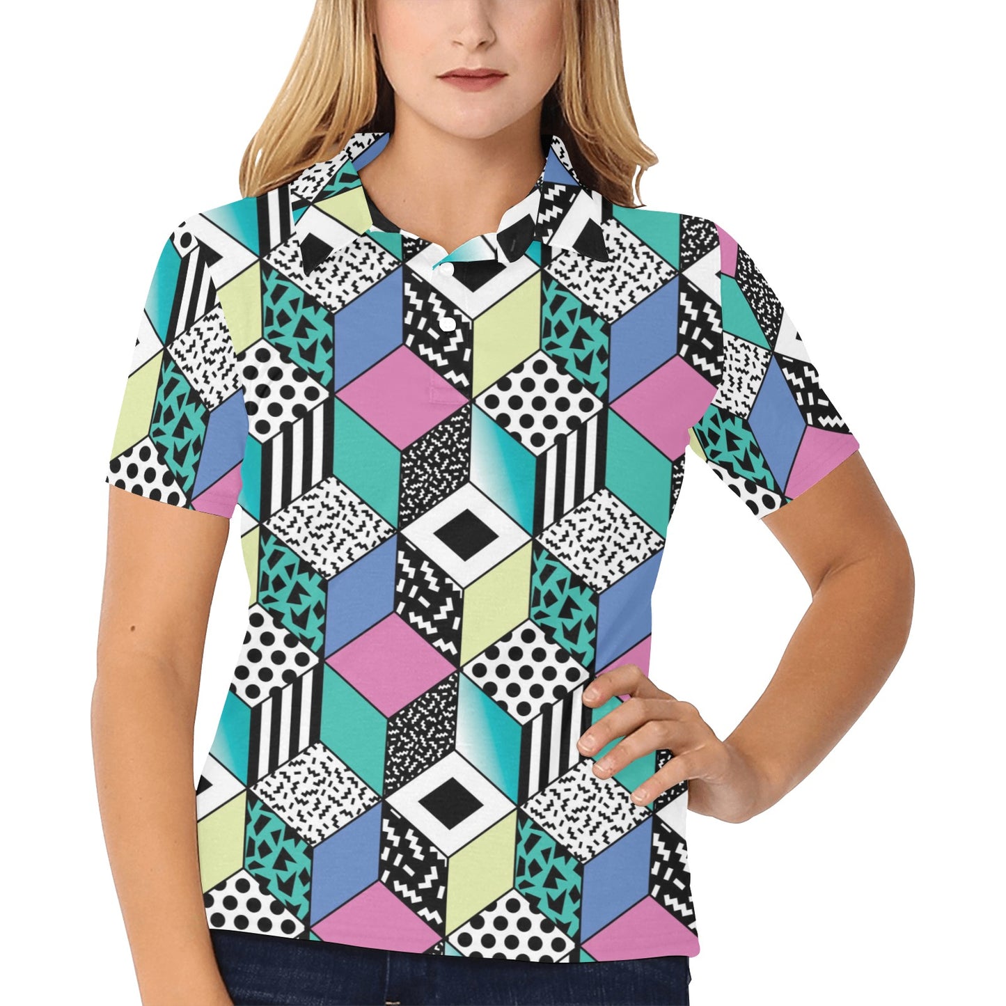 90s Pattern Print Design 3 Women's Polo Shirt