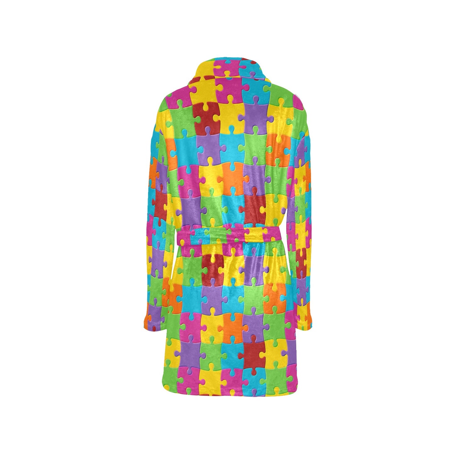 Autism Awareness Pattern Print Design 02 Women's Fleece Robe