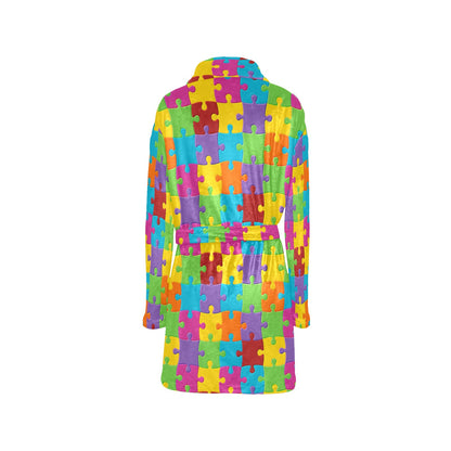 Autism Awareness Pattern Print Design 02 Women's Fleece Robe