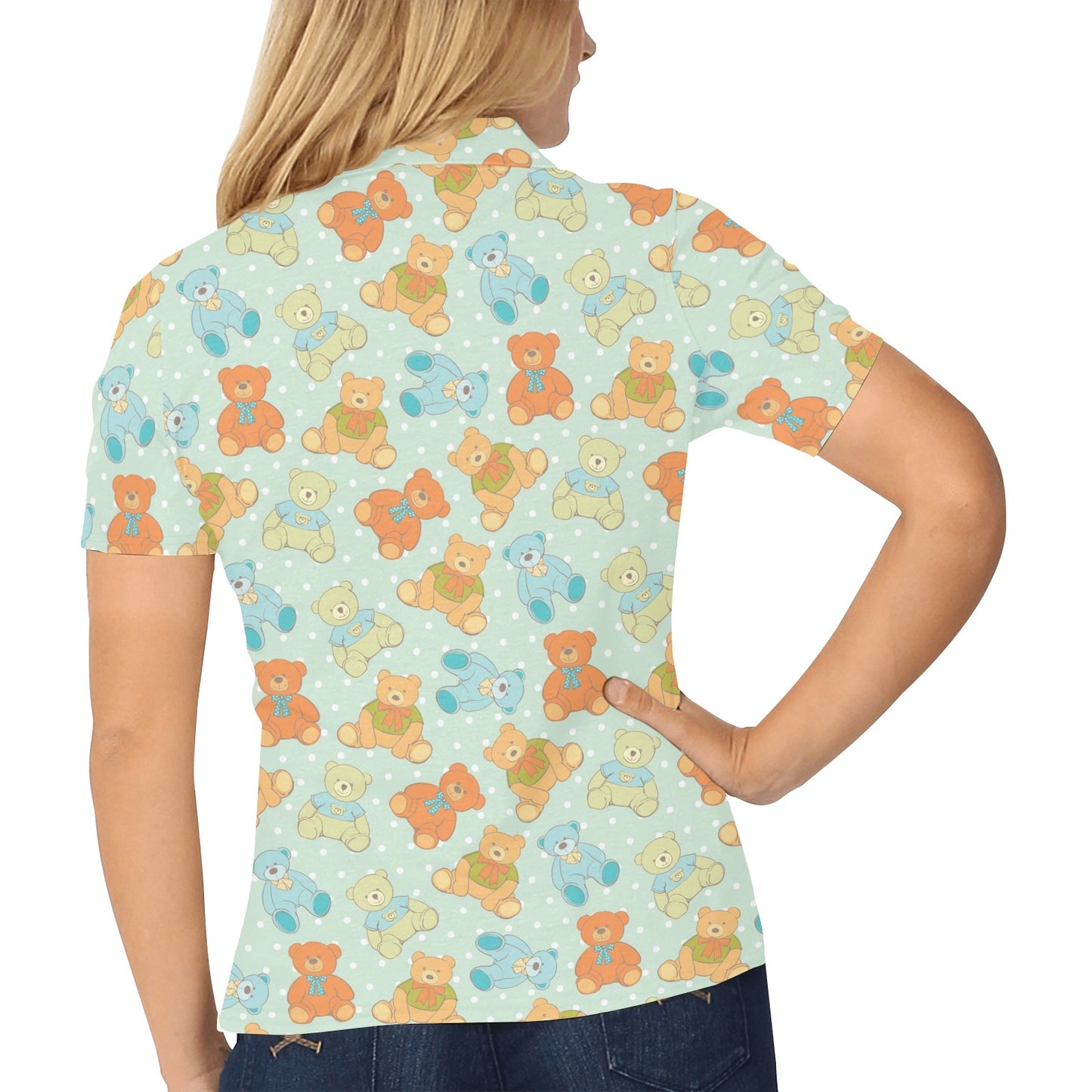 Bear Pattern Print Design 02 Women's Polo Shirt