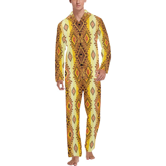 Native Pattern Print Design A09 Men's Long Pajama Set